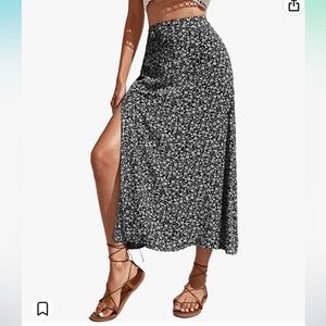 NWT midi high waist side split skirt